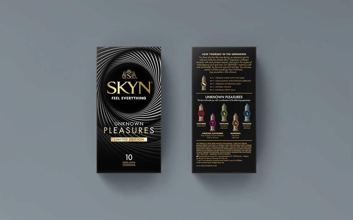 Skyn condoms Packaging mystery black variety Pleasures unknown Website invite