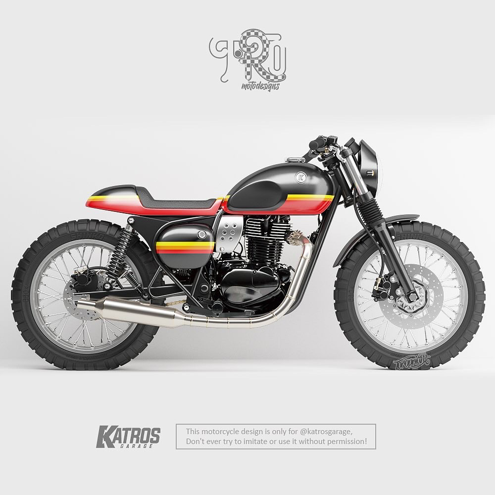 caferacer custombike design 3D motorcycle
