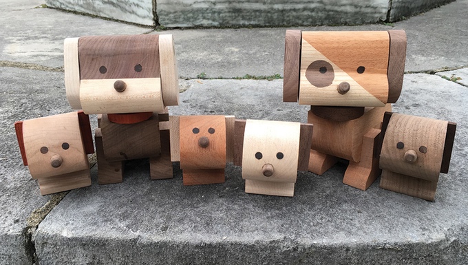 modern wood design handmade craft dog