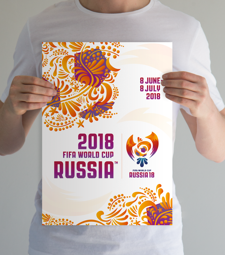 Russia world cup football identity brand Mockup soccer Phoenix pattern logo sport