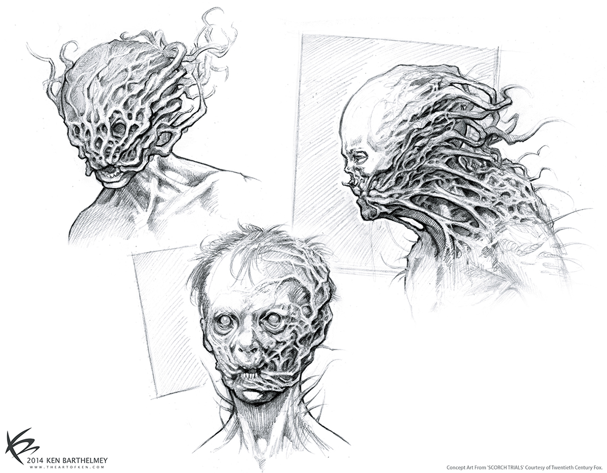scorch trials maze runner crank zombie Scary concept art creature monster James Dashner science fiction horror Zbrush modo
