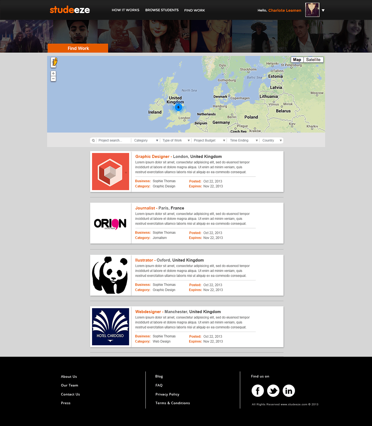 studeeze Website Webdesign Students industry carlos palma Interface homepage