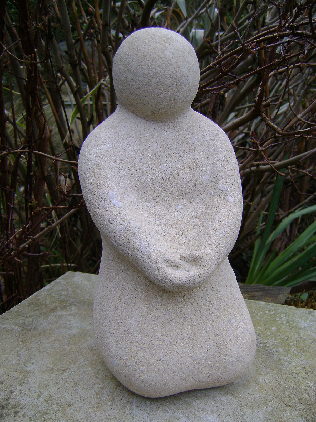 Thumbs hands figure human stone Purbeck Dorset female time sculpture stonecarving figurative Humanist