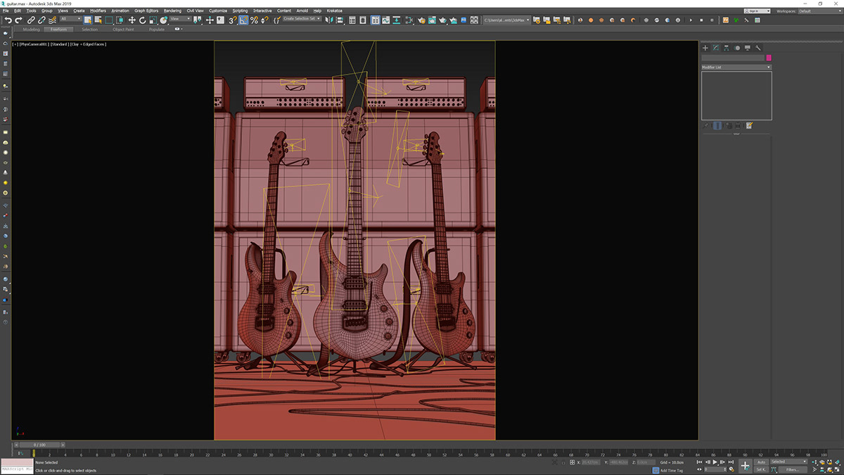 guitar 3D CGI visualization modeling rendering ernieball majesty post-production product visualization