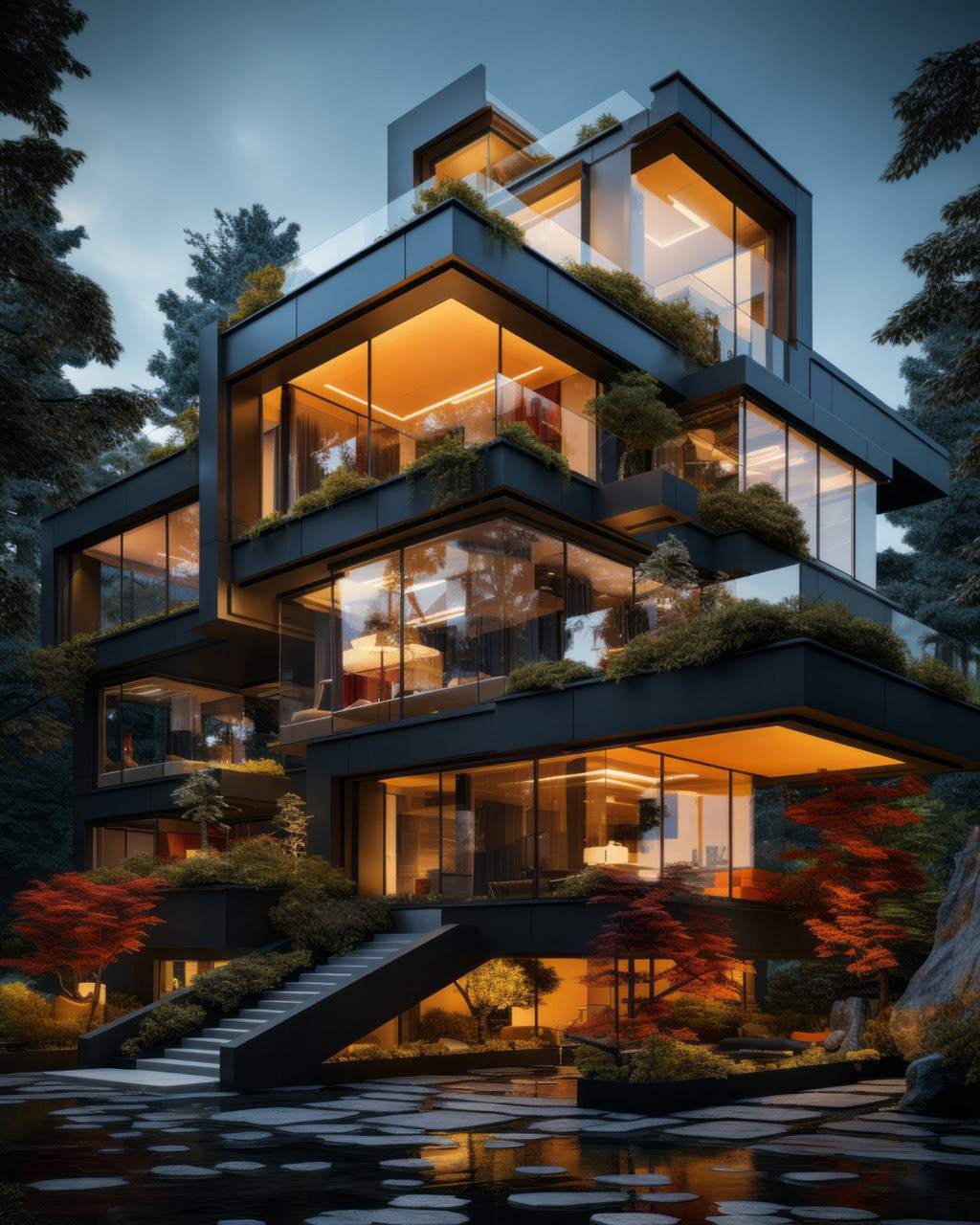 architecture Render building lights modern visualization Urban Design Landscape Architecture  design house