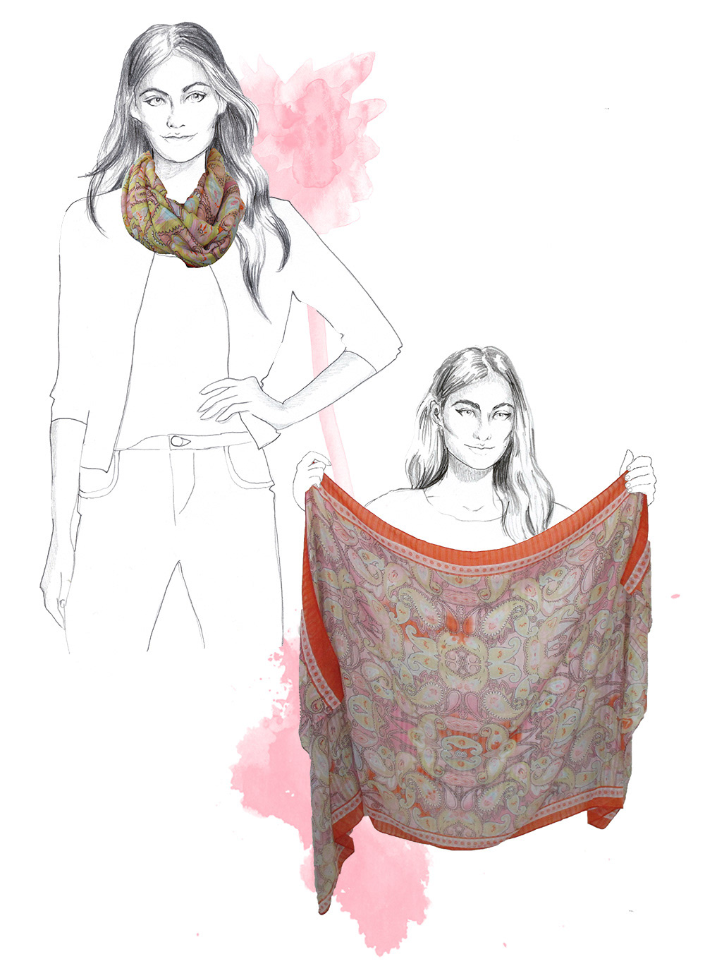 fashion illustration Style Guide how to scarf accessories fashion drawing instructions