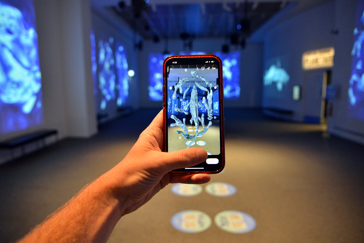 3D AR augmented reality chrome Exhibition  museum Virtual reality vr instagram filter QR Code