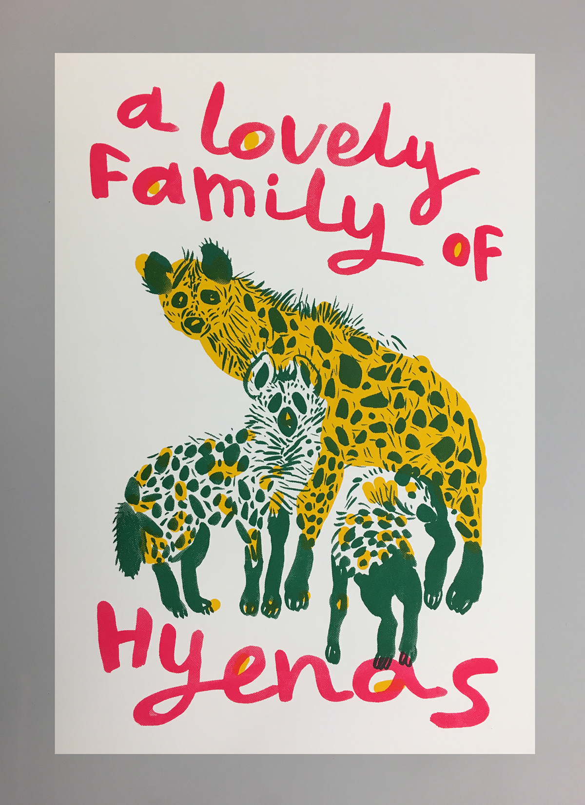 printmaking silkscreen Drawing  Nature natalya balnova animals lettering HAND LETTERING hyenas