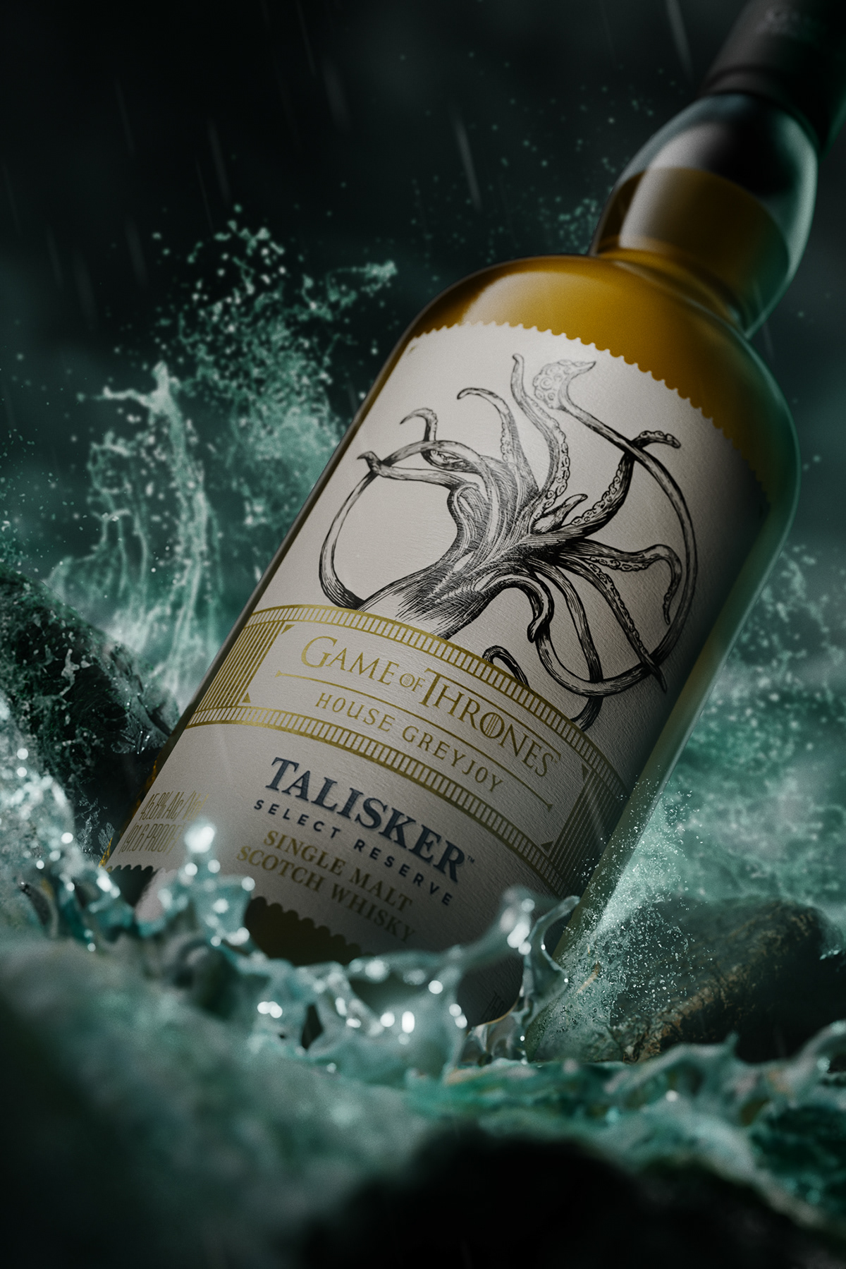 3D bottle CGI cinema4d Game of Thrones got redshift Render Whisky Product Rendering
