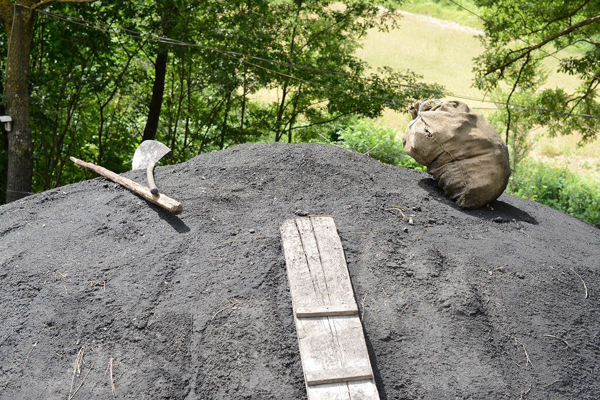 coal tipical production old man carbone Montefeltro marche Nature smoke black green lavorazione tipica artigianato antichi mestieri carbon