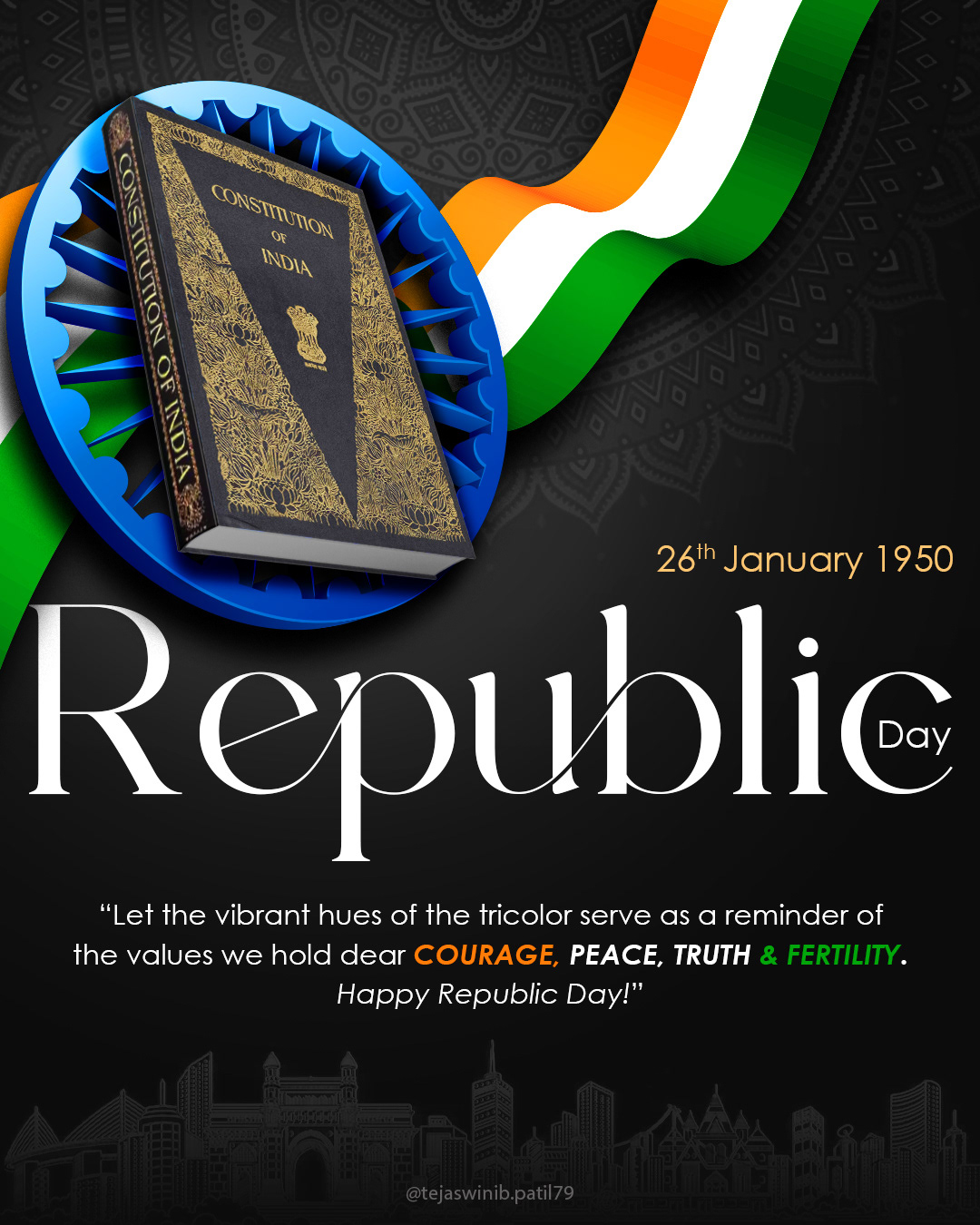 republic day Republic Day of INDIA India Constitution Social media post tricolor 26 january Satyamev jayate 26 January 1950 Constitution of India