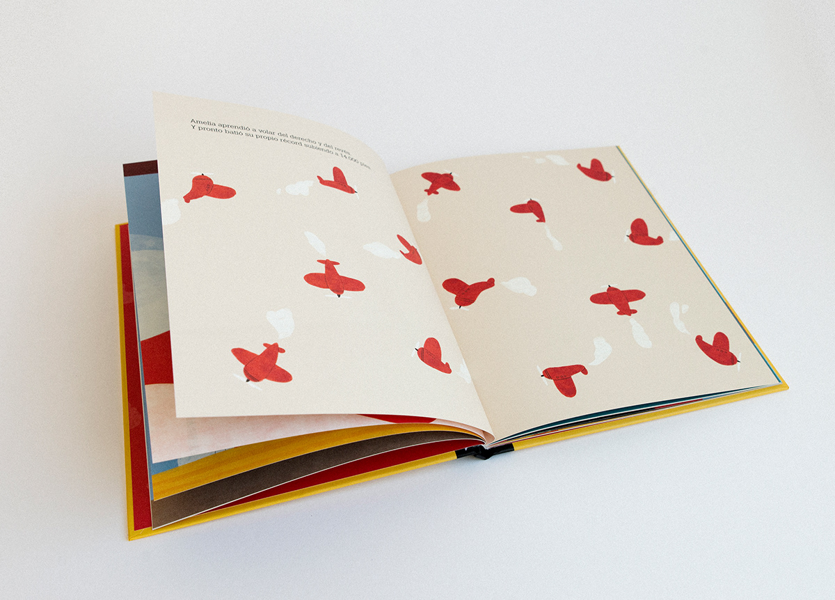 Amelia Earhart plane draw book kids children barcelona Art Design editorial design  Illustrator