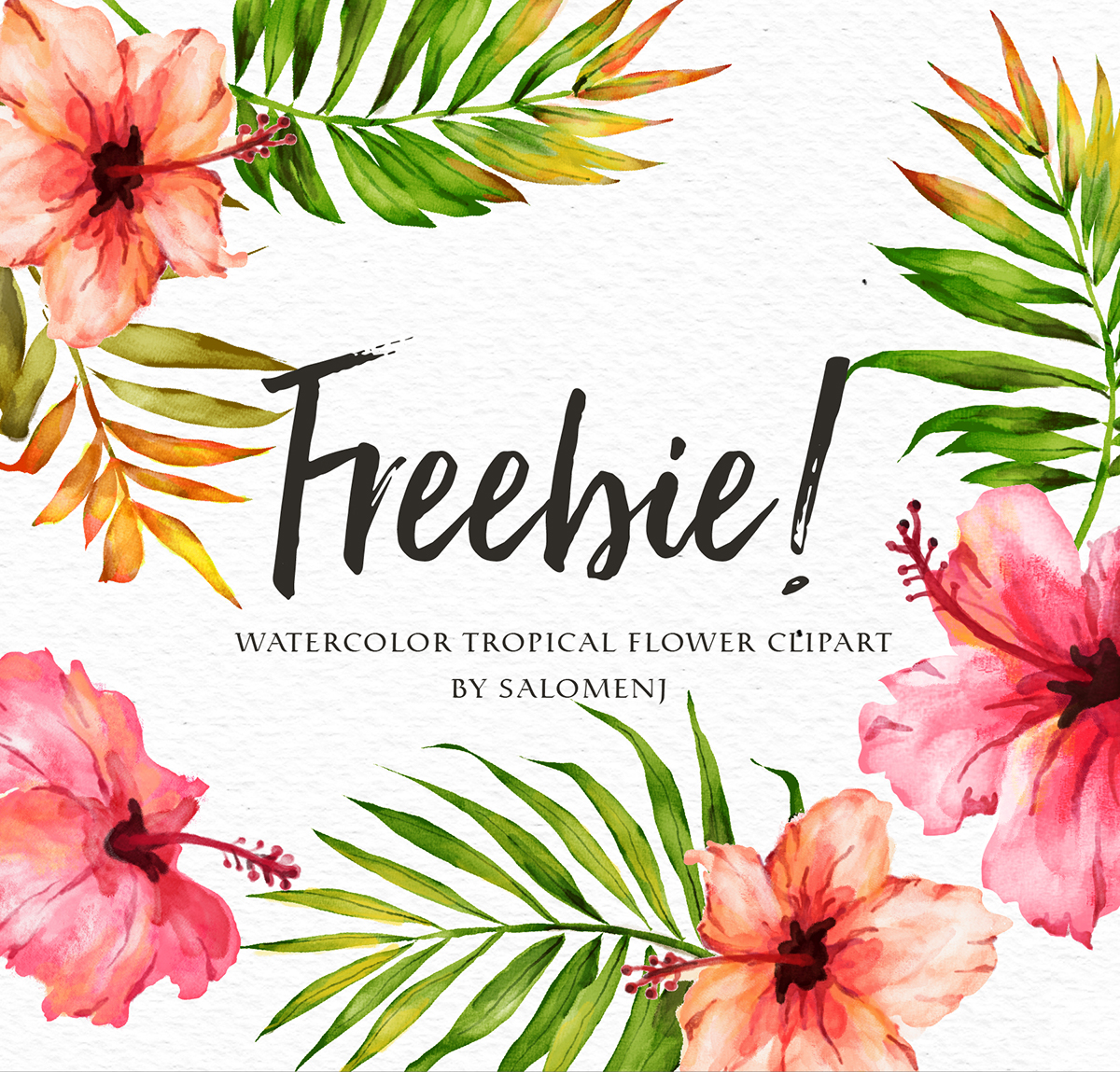 free freebie watercolor giveaway flower Tropical
