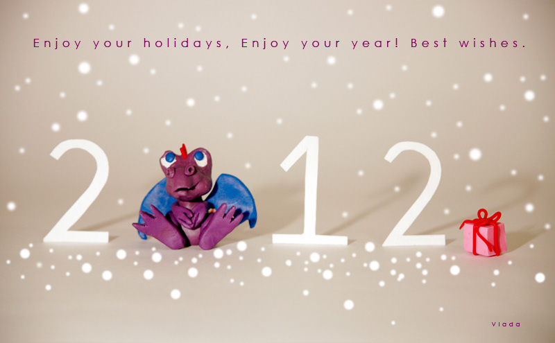 dragon postcard hand-made Plasticine new year. 2012 snow happiness illustrations for child symbols