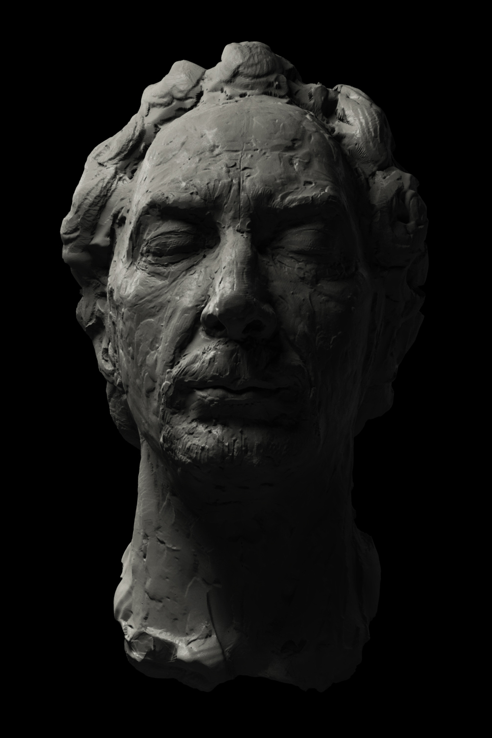 3D sculpture clay digital Render portrait