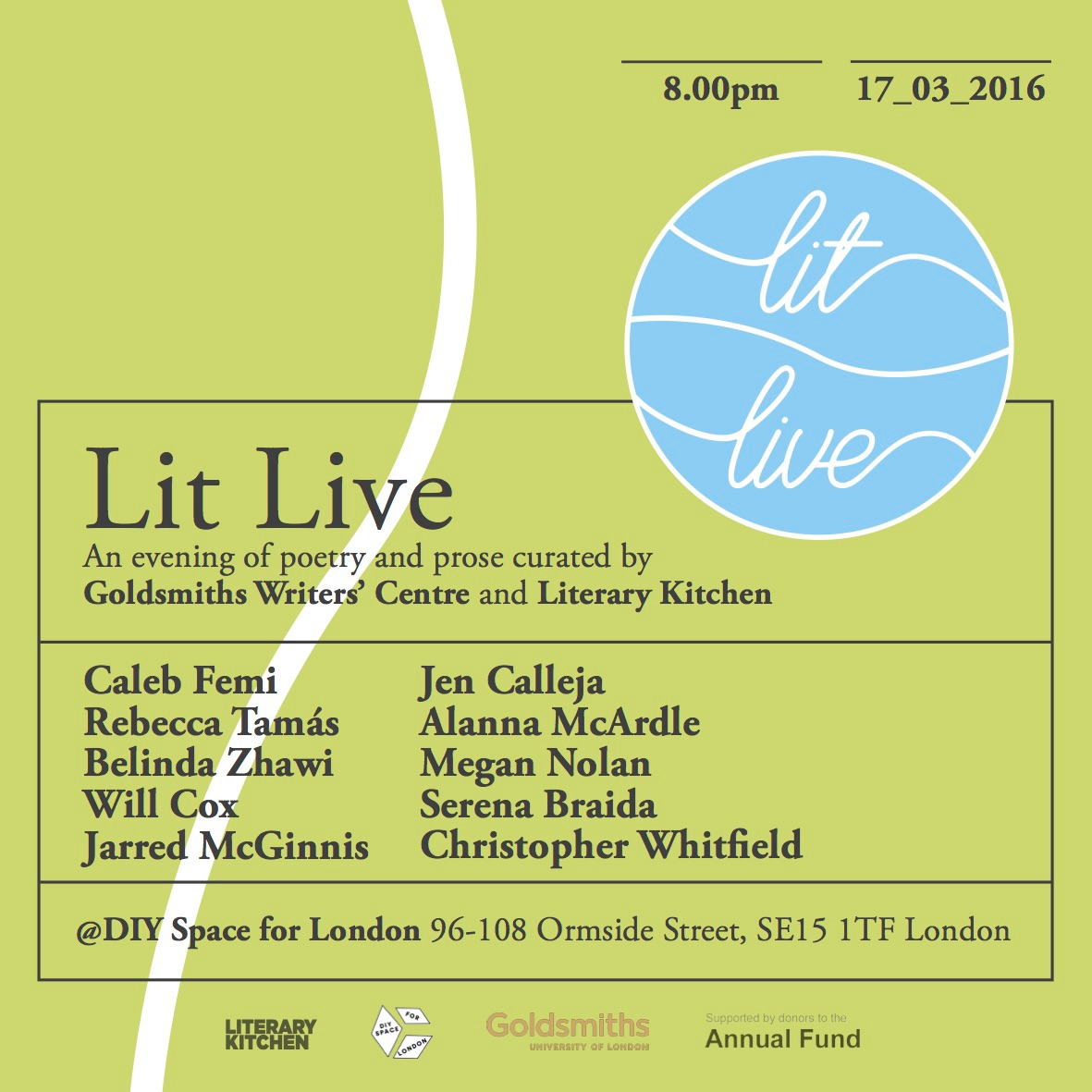 lit live goldsmith University literature Event promoting logo poster banner image brand London