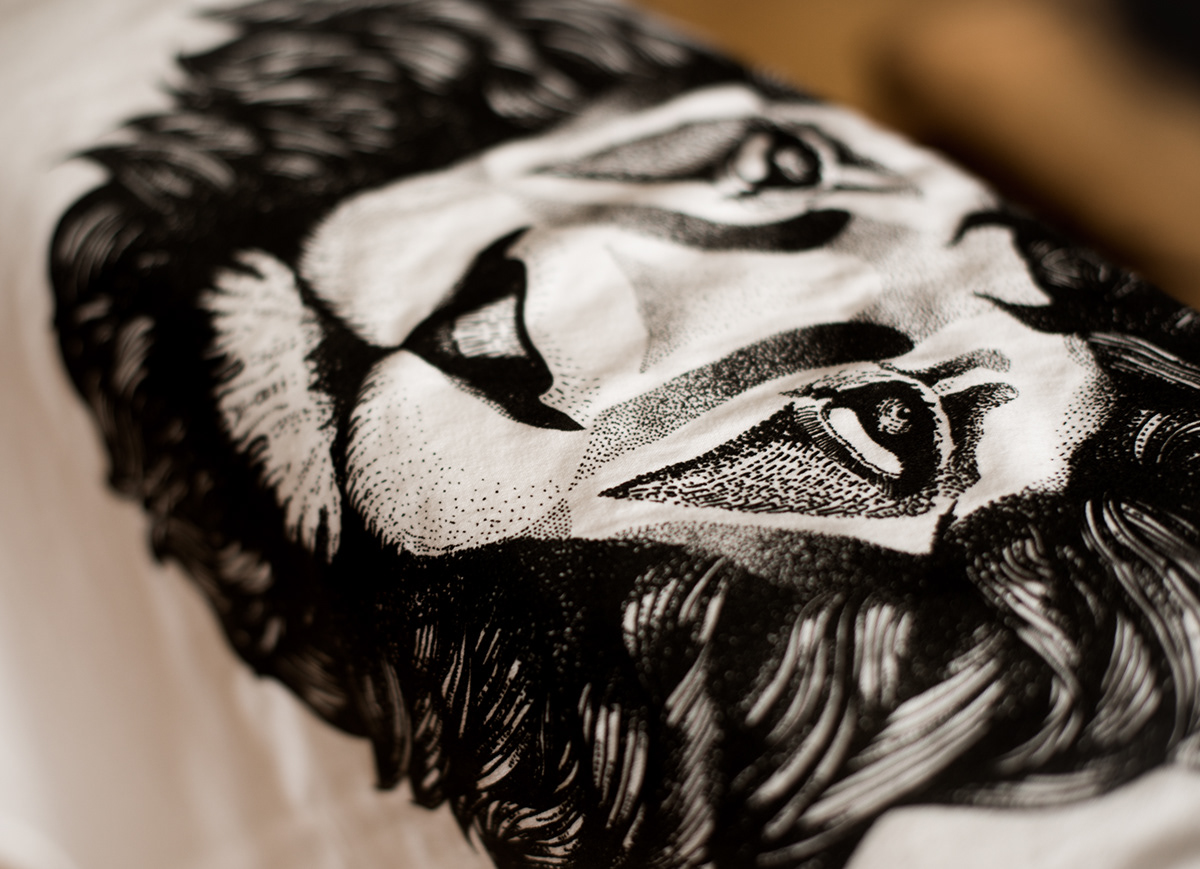 lion lllustration print music band merchendise tshirt Drawing 