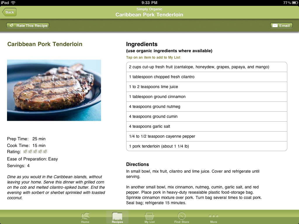 mobile recipe app ios iphone iPad apple