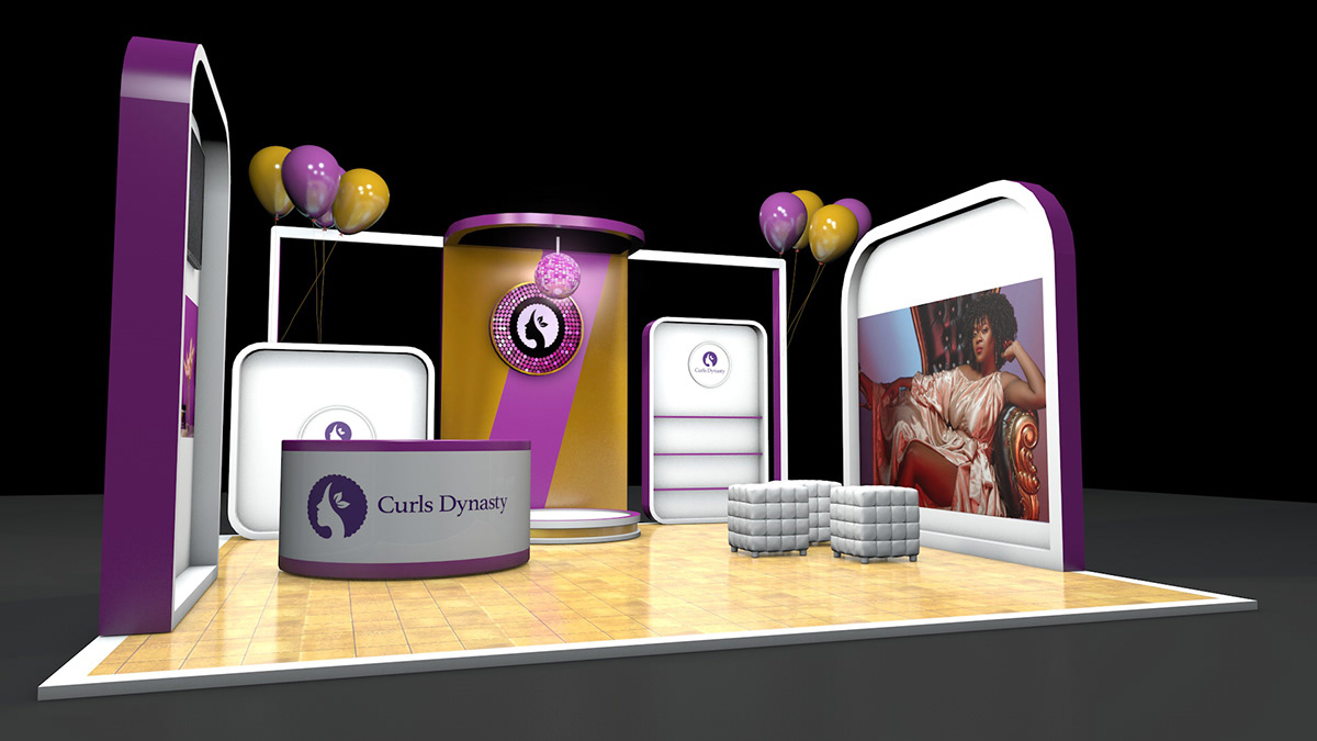 design brand identity marketing   Exhibition Booth 3d modeling 3ds max cinema 4d Render architecture Stall Design
