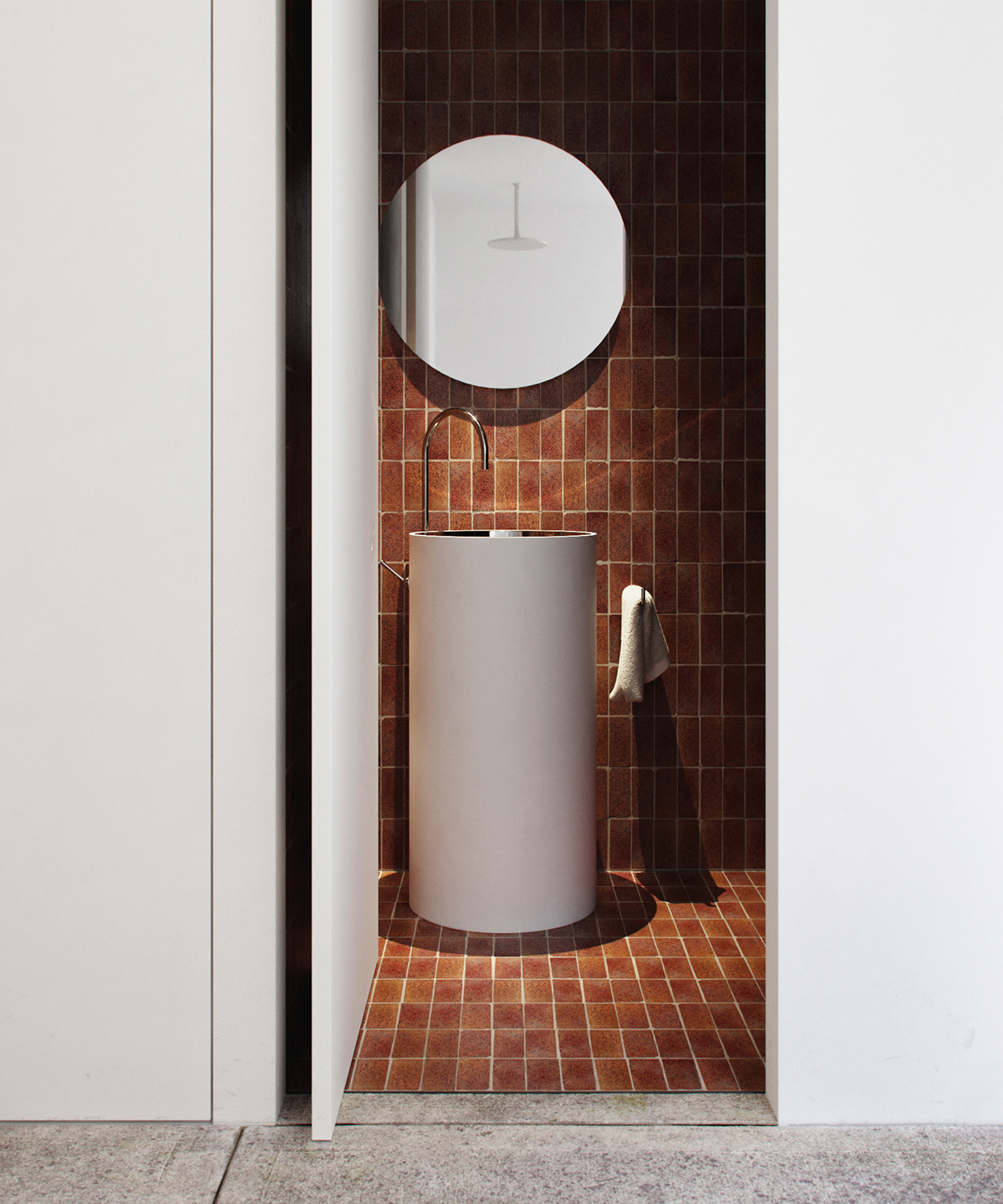 3D architecture archviz bath bathroom bathtub concrete corona render  interior design  Minimalism
