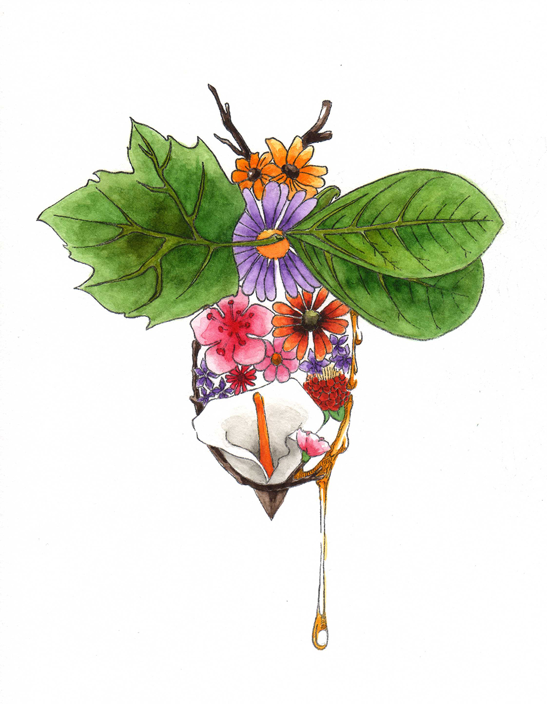 shopping bag design bees Competition watercolor paiting