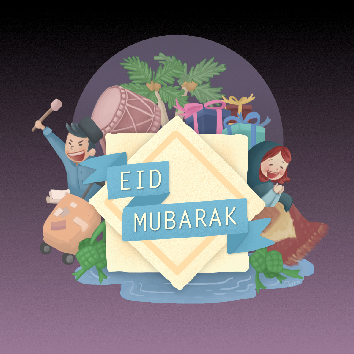 ILLUSTRATION  greeting card eid mubarak Drawing  digital painting   ied