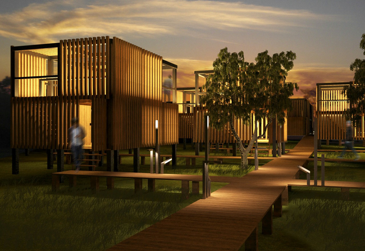 arquitectura forest Humedal Landscape paisaje PROYECTO ARQUITECTONICO river sunset