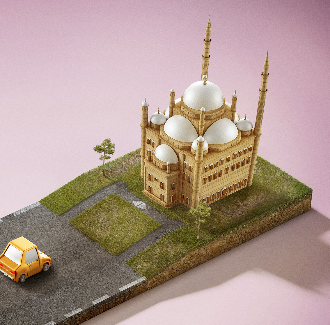 mosque lion Lions car CGI vray 3ds max craft Mobinil
