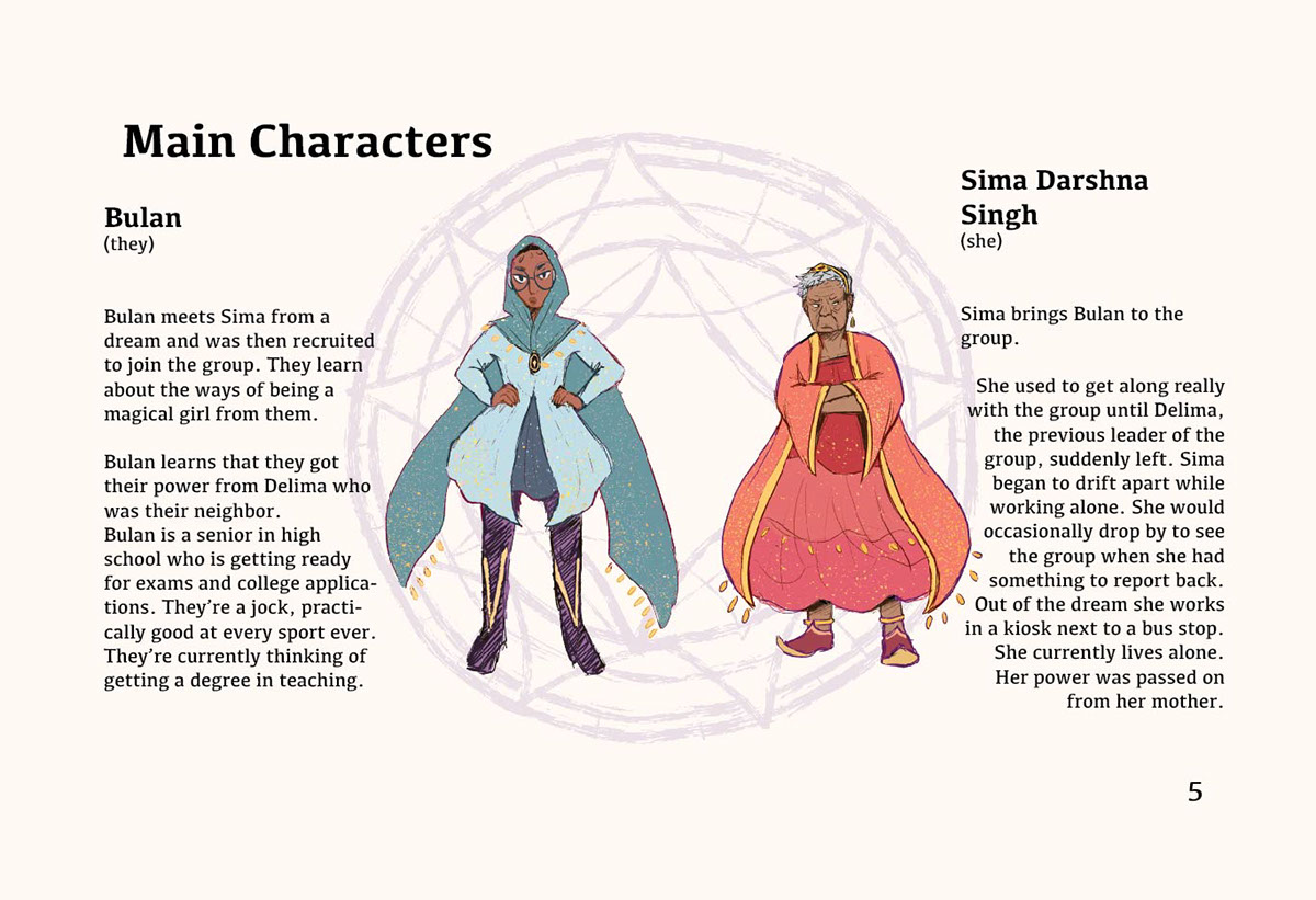 magical girls mary jane begin What's your story risd Pitch Book Character design 