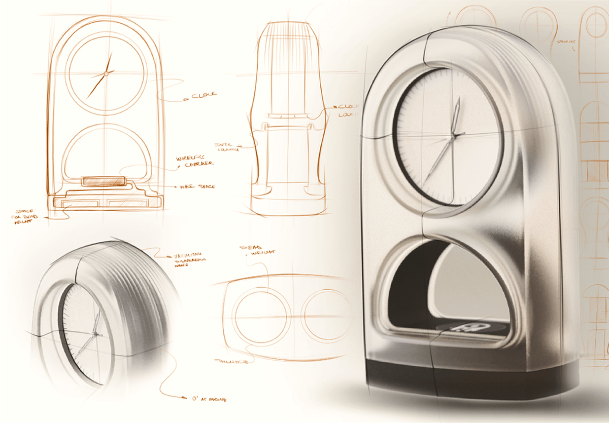 product design  industrial design  3D Rendering product sketching 3d modeling clock design visualization keyshot