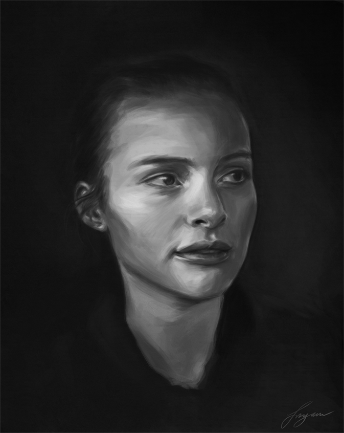 painting   study portrait black and white female