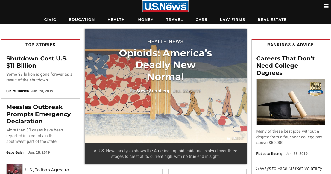 US News addiction opioid Editorial Illustration america