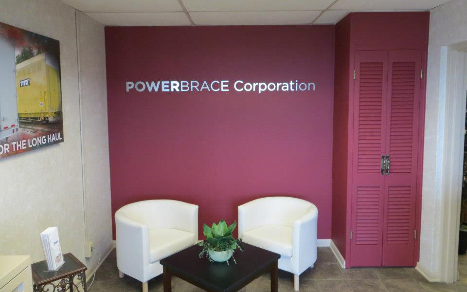 Powerbrace Lobby Interior design kenosha Wisconsin corporate images Bryce ulmer giclee Concepting