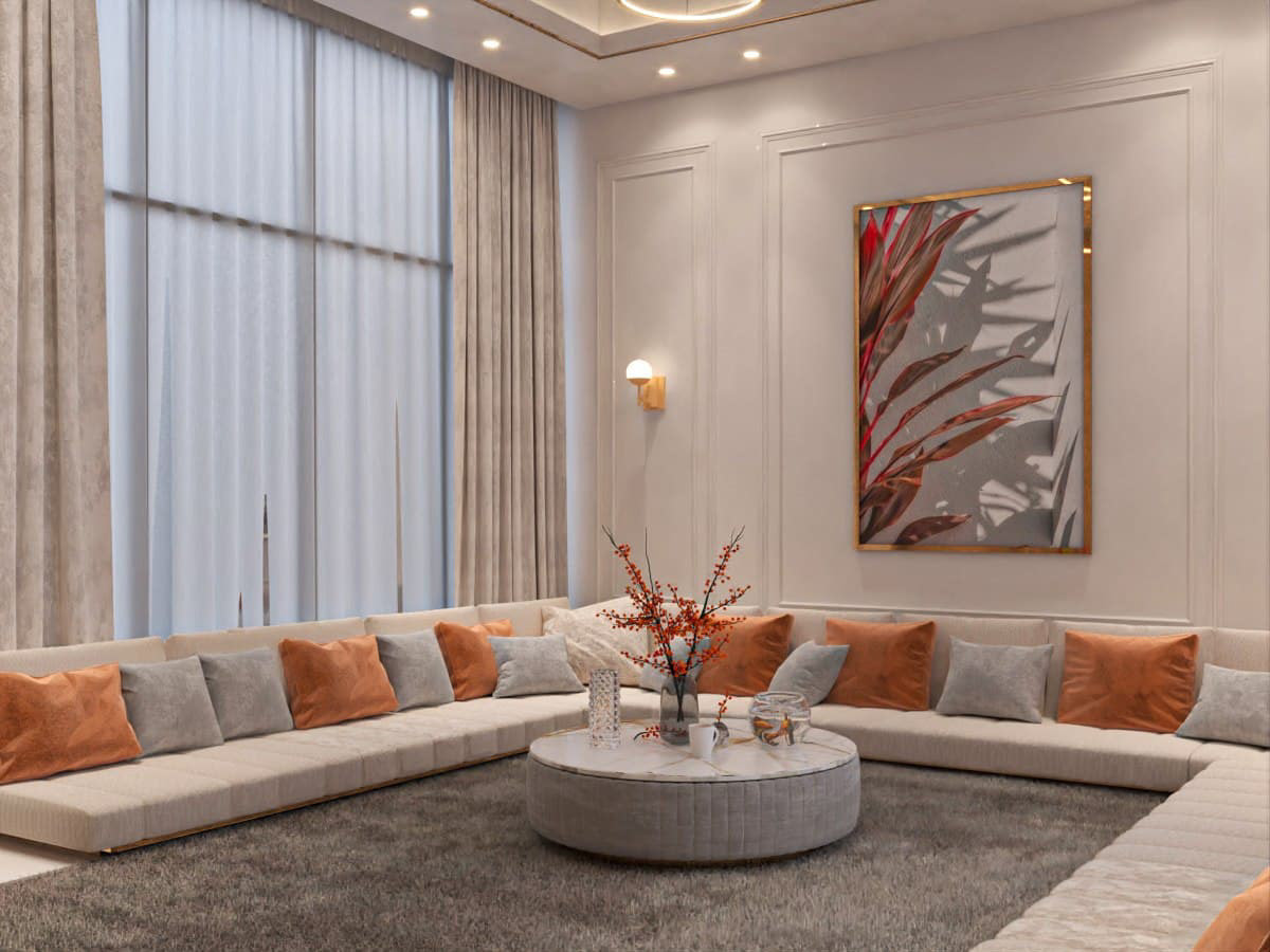 3D interior design  living room minimal modern seatting area simple tv visualization vray