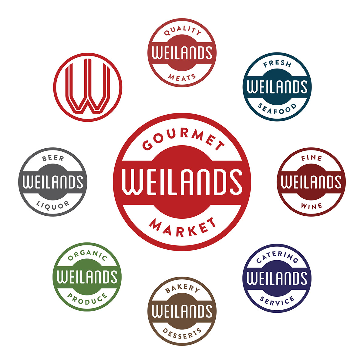 Weilands gourmet market Rebrand logo design craft Grocery stamp vintage Retro butcher
