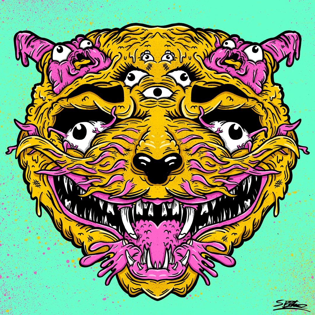 tiger Collaboration collab psychedelic trippy low brow