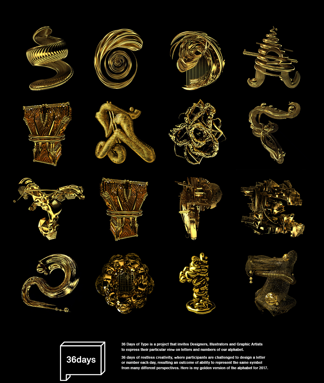 typography   type 36 days lettering letters alphabet gold logo metal golden