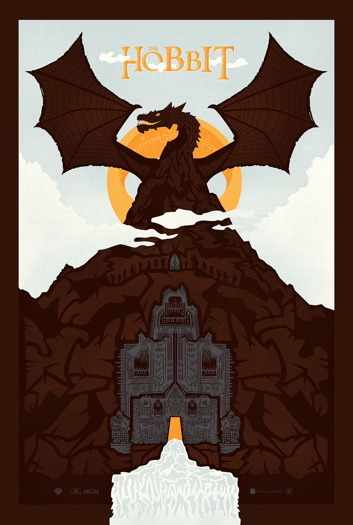 the Hobbit LOTR poster screen print movie poster lordoftherings dragon smaug Bilbo Baggins The lonely mountain