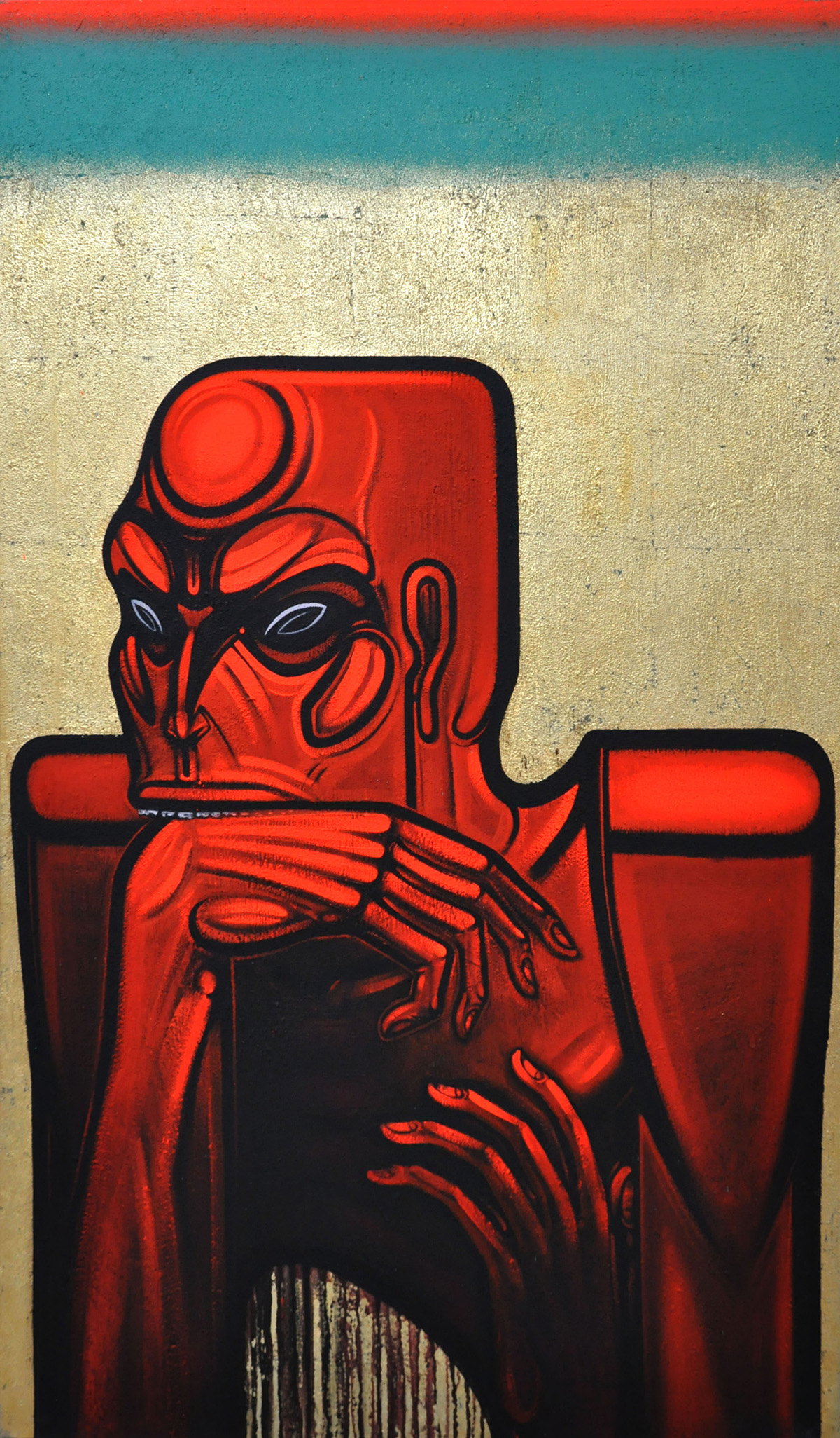Sergii Radkevych seven deadly sins canvas gold black orange figure face art contemporary 2014-2015 Lviv