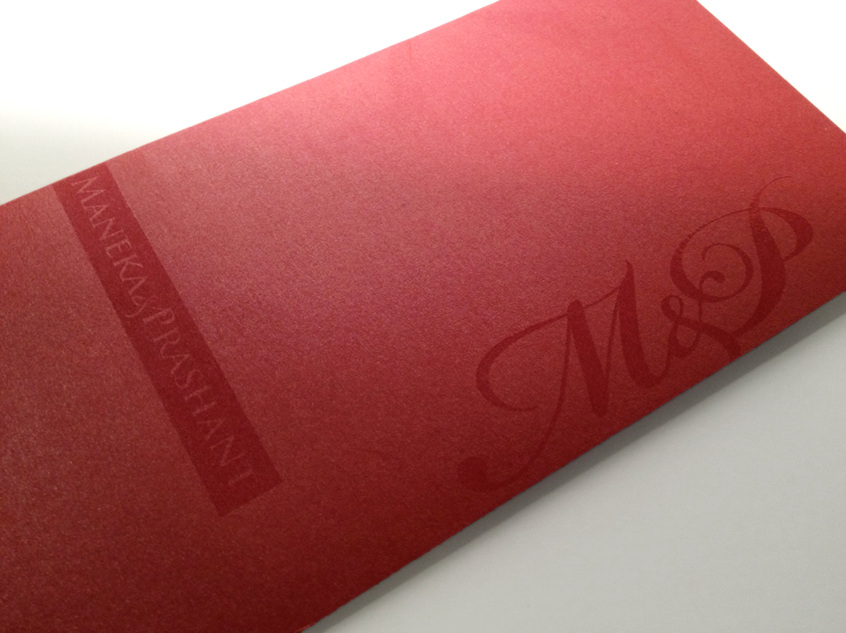wedding folder Invitation invite Stationery Label wine maneka prashant engagement conertina fold Custom red Script