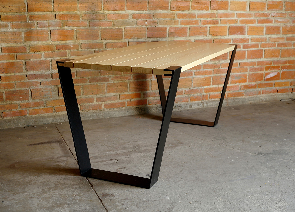 table furniture ash steel crab wood