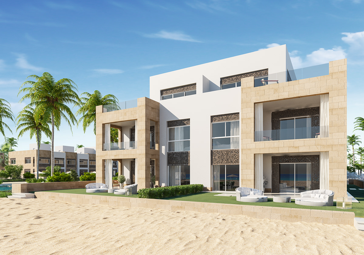 modern contemporary design Villa beach elgouna Tree  Seafront Glazing concept