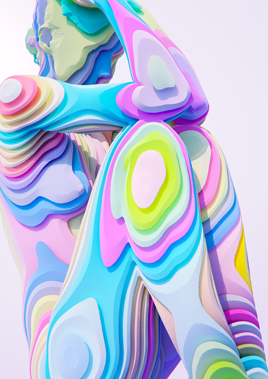 houdini octane portrait figurative figure Boolean pastel gradient