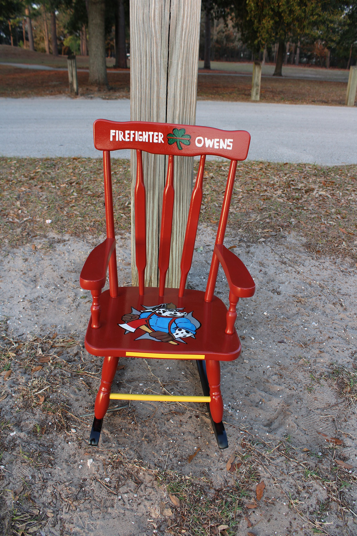 rocking chair Firefighter children's child furniture  kid furniture  dalmation firetruck red
