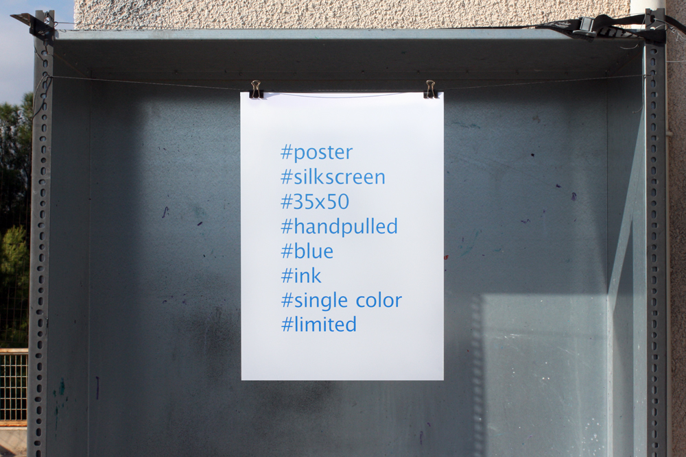 hashtag tag poster silkscreen blue