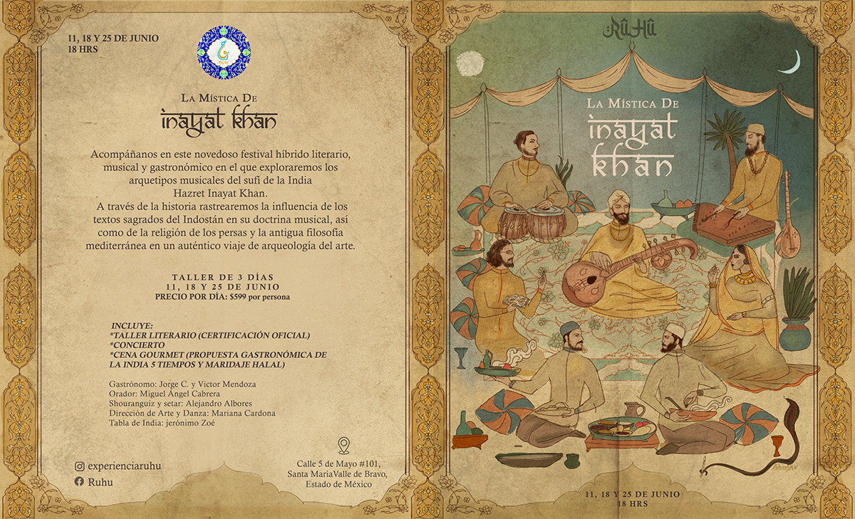 Digital Art  flyer ILLUSTRATION  India indianmusic Miniature oriental painting   restaurant sitar