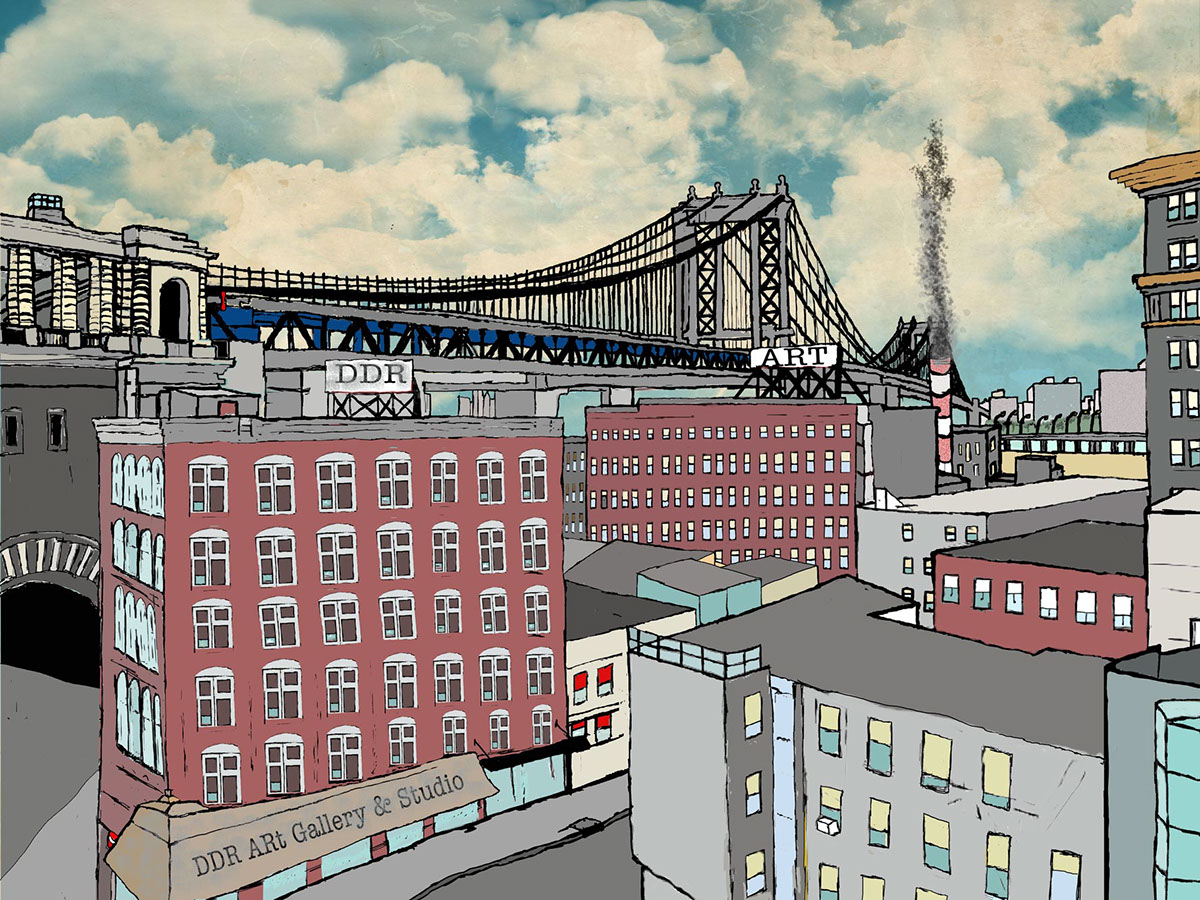 newyork ilustracion draw dibujo arquitectura puente edificio Brooklyn Manhattan wacom