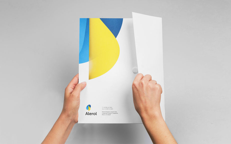 oil fuel petroleum mexico brand energy corporate print brochure drilling refinement abstract yellow blue Sustainable