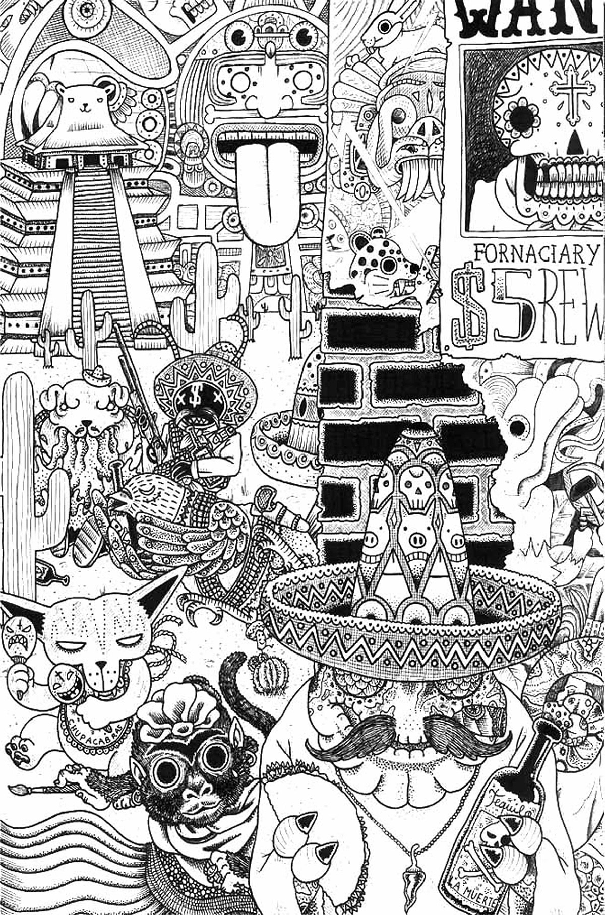 illustration  sdolz black White drawings graphic moda Style happiness Drugs