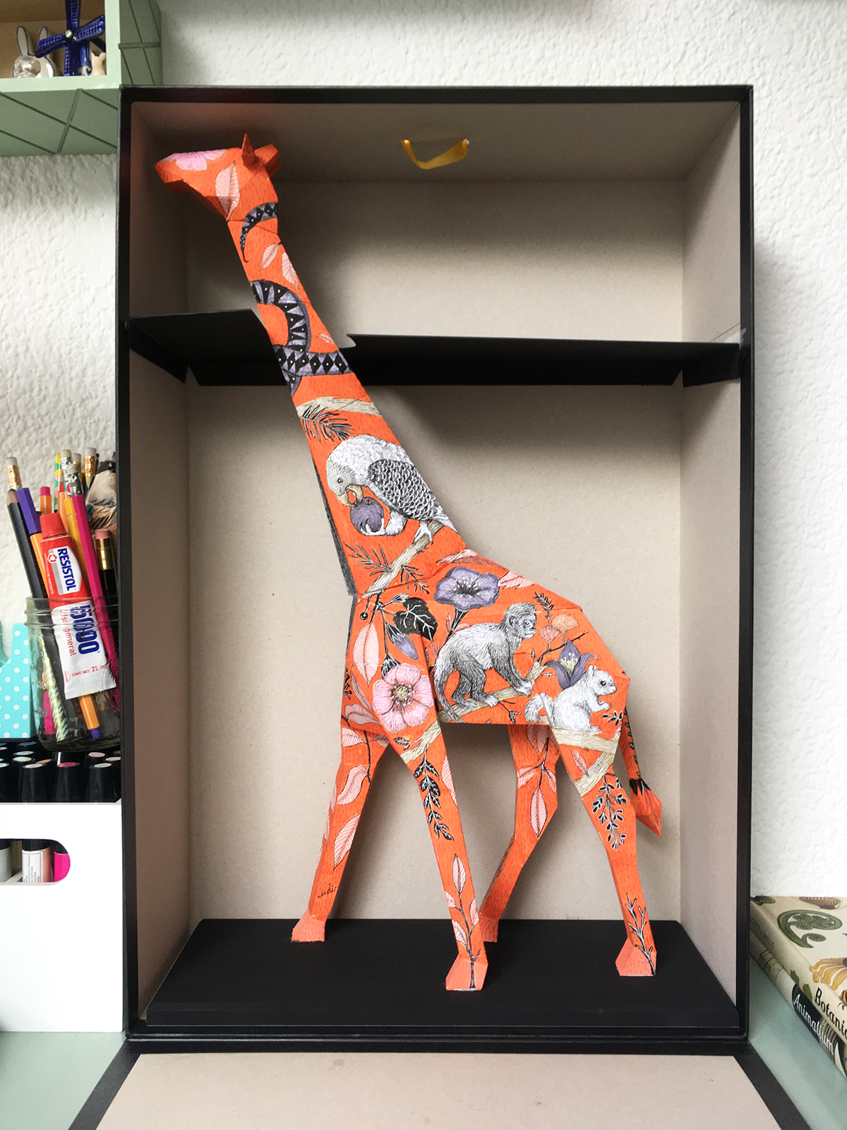 giraffe paper sculpture ILLUSTRATION  ink chartpak indi maverick intervention